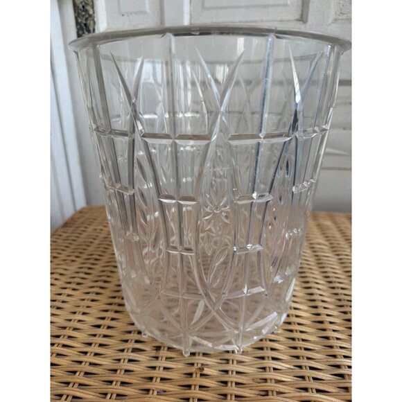 Vintage MCM Clear Lucite Acrylic Floral Waste Basket Trash Can - Picture 7 of 13